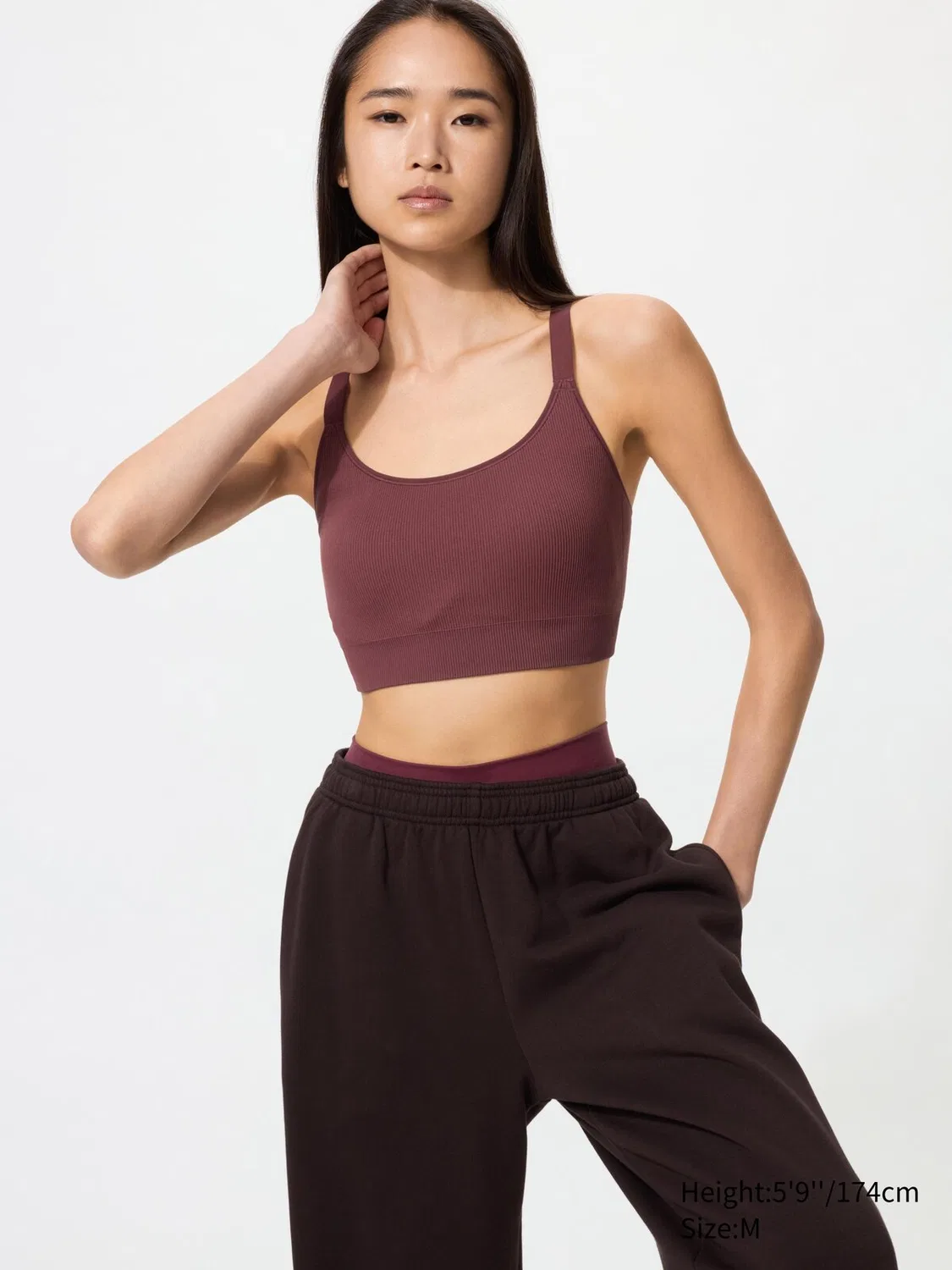 Бюстгальтер Uniqlo, спортивный, бордовый