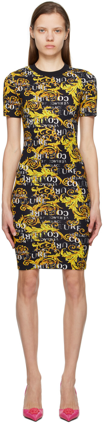 

Черное мини-платье с рисунком Versace Jeans Couture, Черный, Черное мини-платье с рисунком Versace Jeans Couture