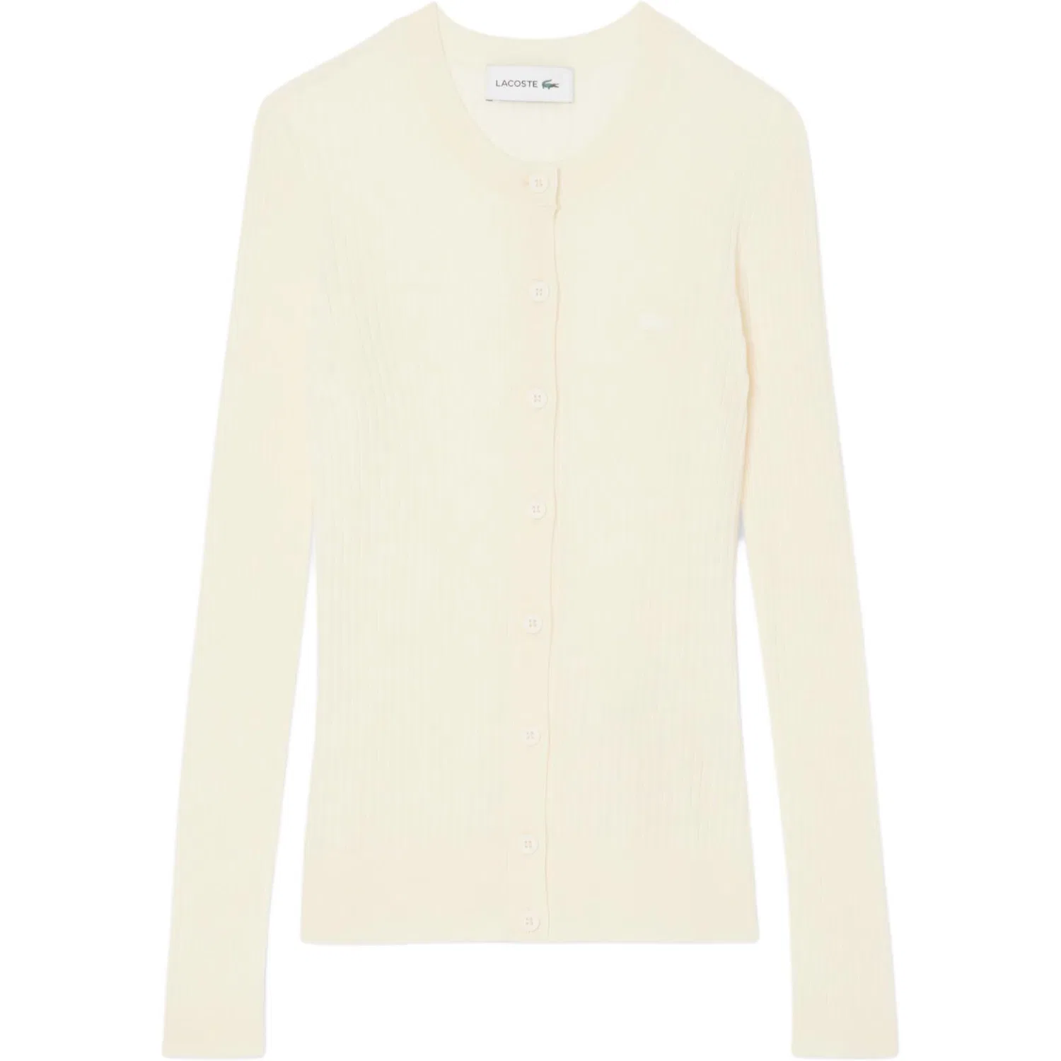 Кардиган женский Lacoste 70V/White, на пуговицах, с ребристой вязкой