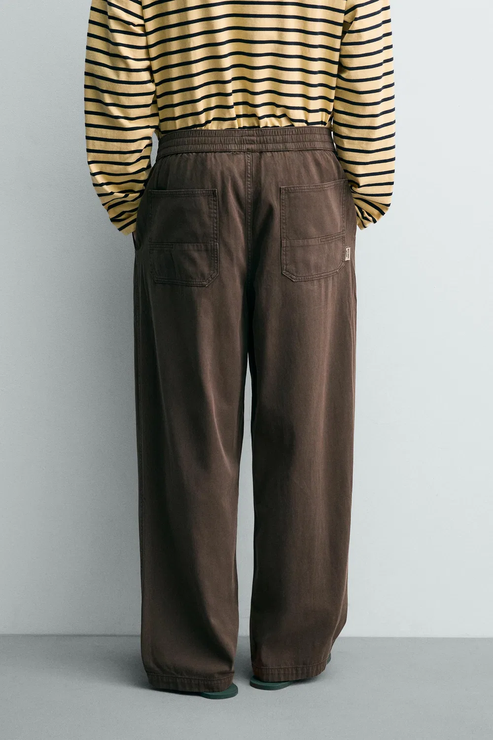 Свободные брюки в елочку ZARA, Brown — фото 3