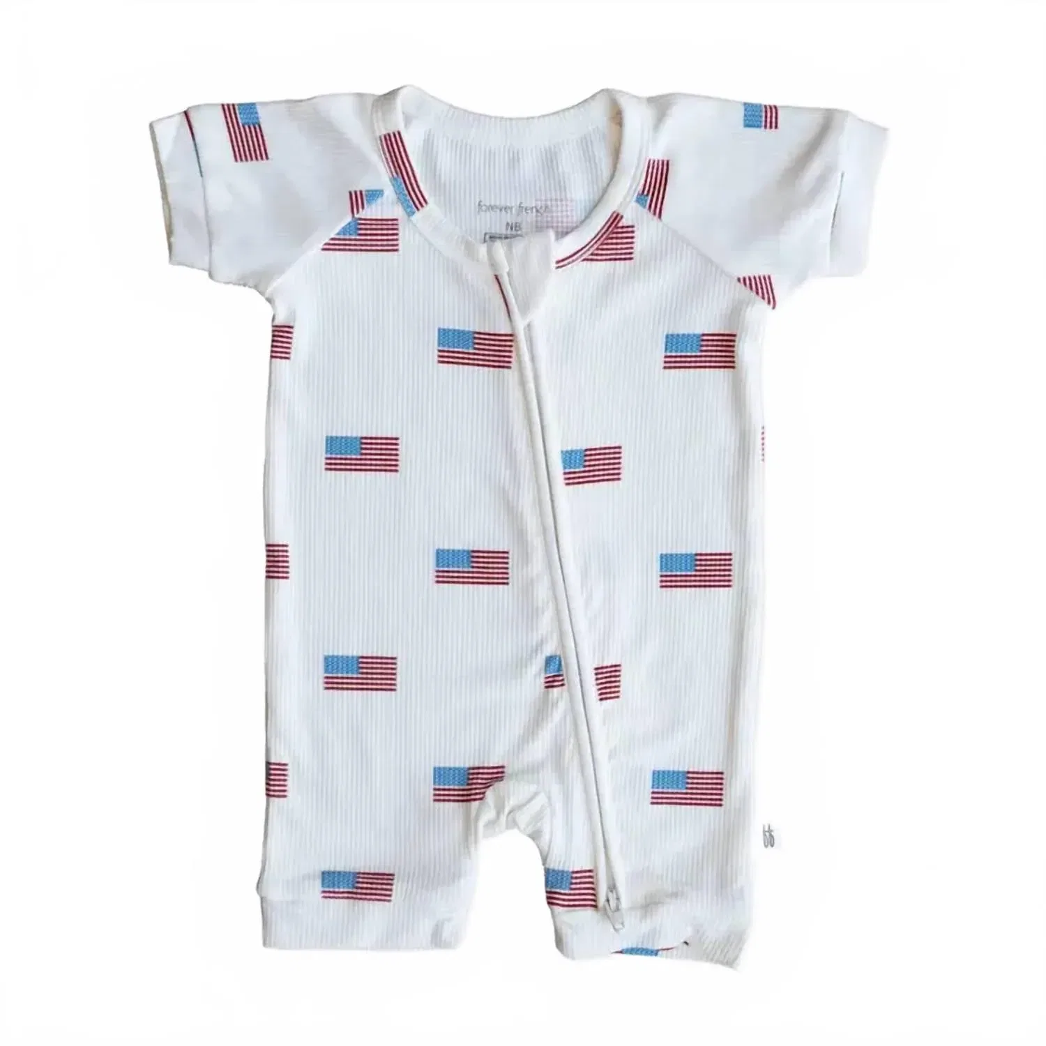 Детский боди-комбинезон с коротким рукавом и молнией из бамбука Forever French Baby, White