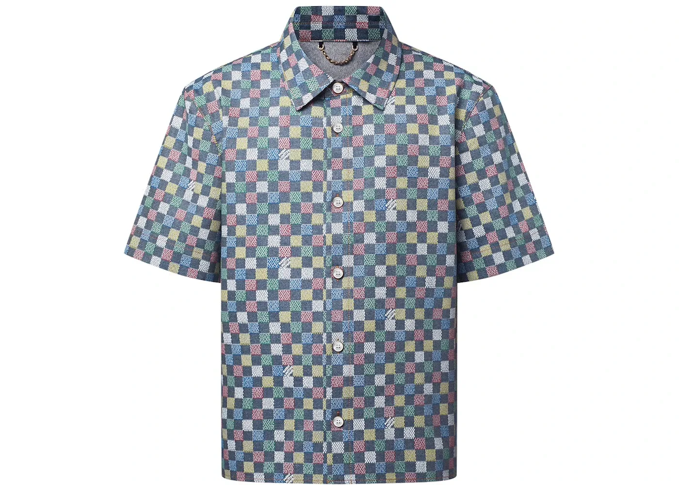 Мужская рубашка с коротким рукавом Damier Chambray Short-Sleeved Shirt Louis Vuitton, Multicolor