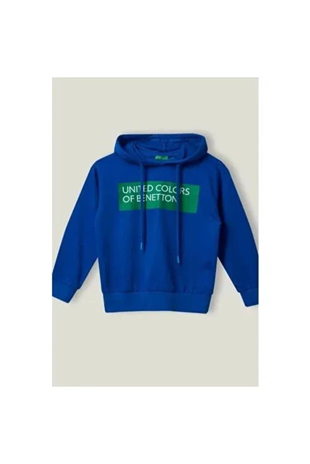 Детское худи для девочек с принтом Benetton, Blue