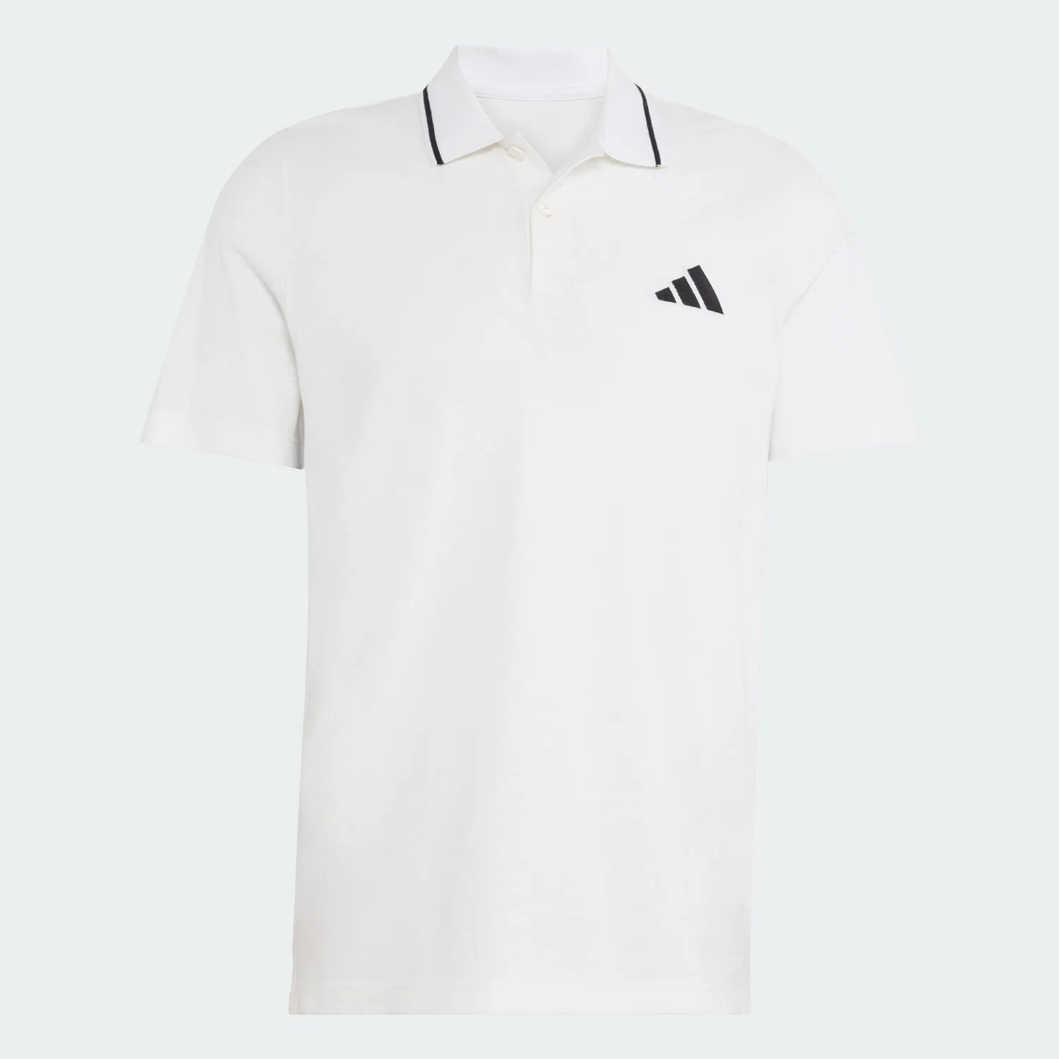 Мужское поло с воротником и планкой Essentials 3-Streifen Pikee-Poloshirt Adidas, Weiss Schwarz