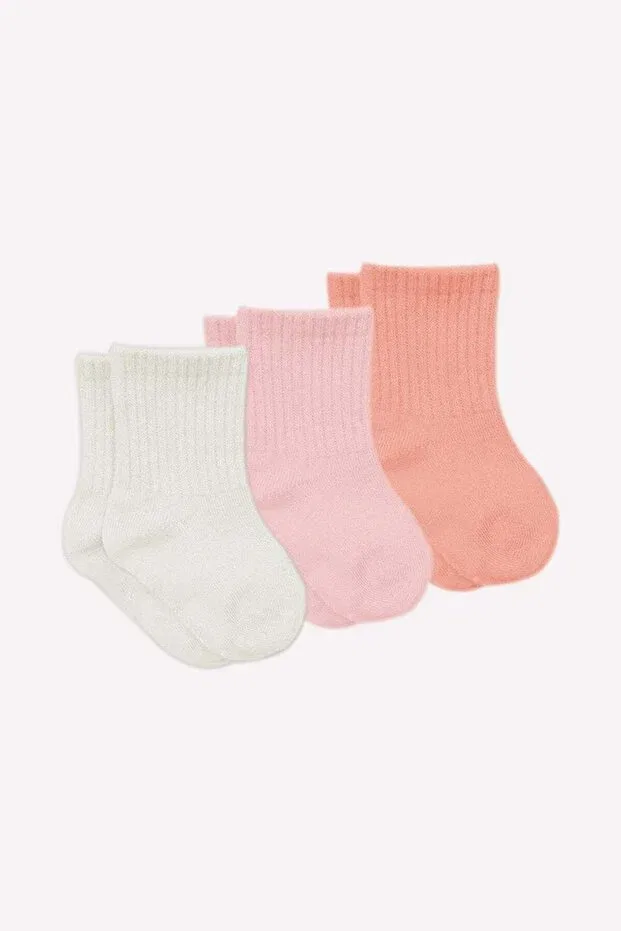Детские носки для девочек хлопковые 3 пары Bistyle, Pink — фото 2