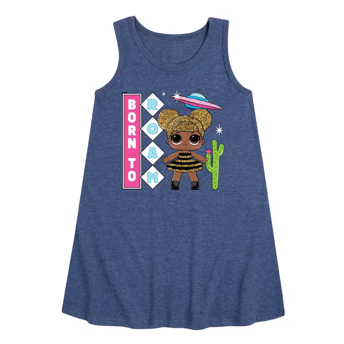 Детское платье-трапеция без рукавов Queen Bee is Born to Roam L.O.L. Surprise!, Heather Navy