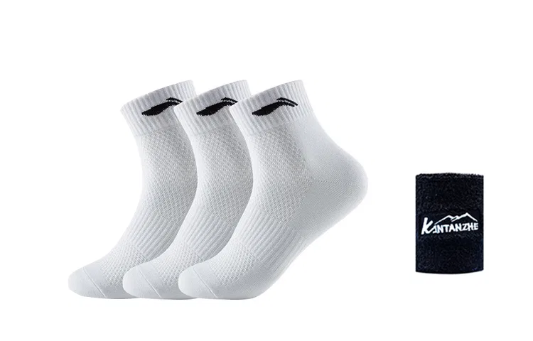 Детские носки с длинным голенищем 6 пар, 6 Pack (White Socks)+KTZ Black Wrist Brace, Li-Ning — фото 3