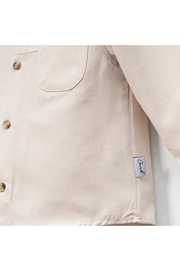 Детская рубашка для мальчиков хлопковая Basics Overdo, Beige — фото 4