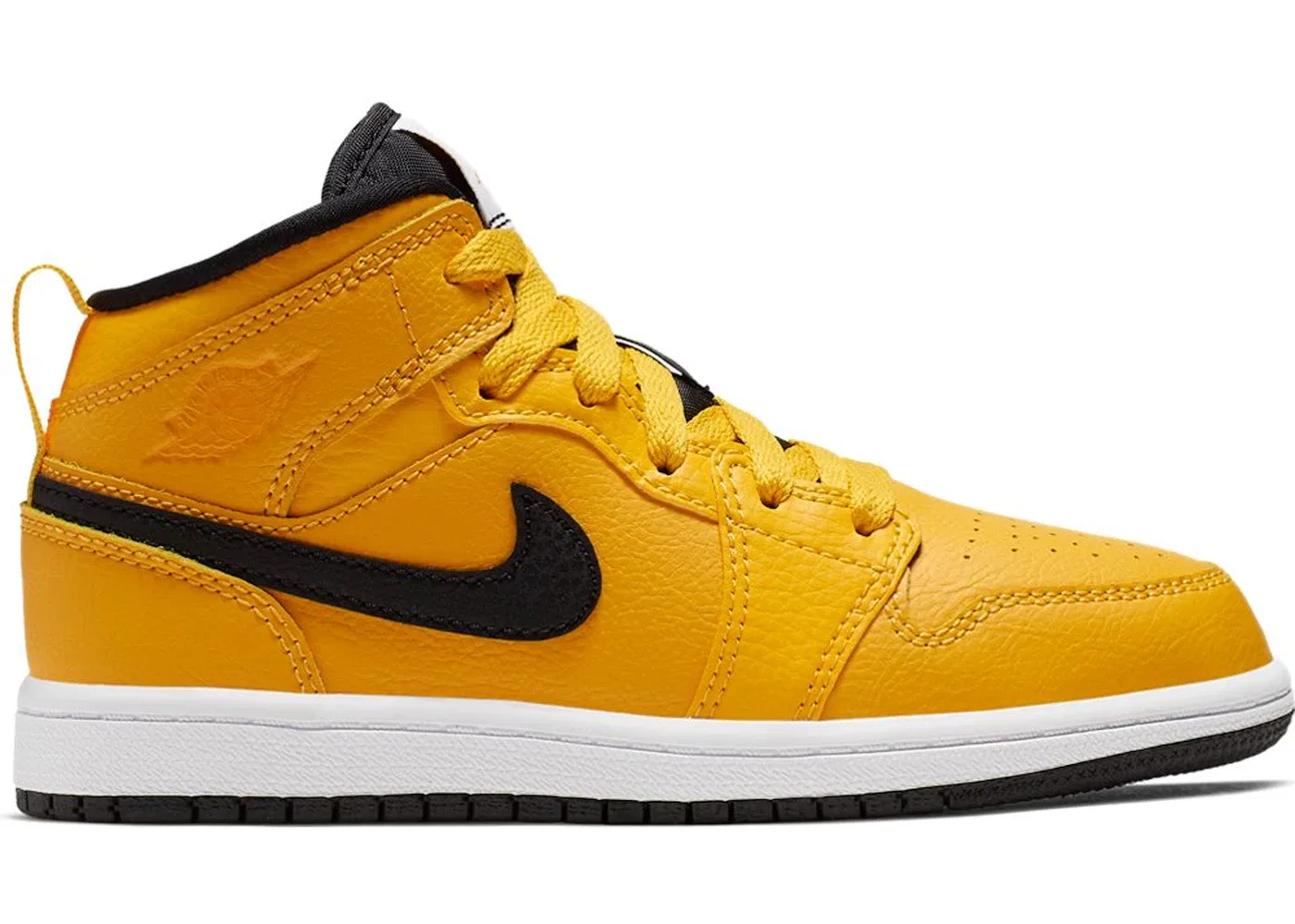Детские кроссовки с высоким берцем Jordan 1 Mid Jordan University Gold Black White Gym Red