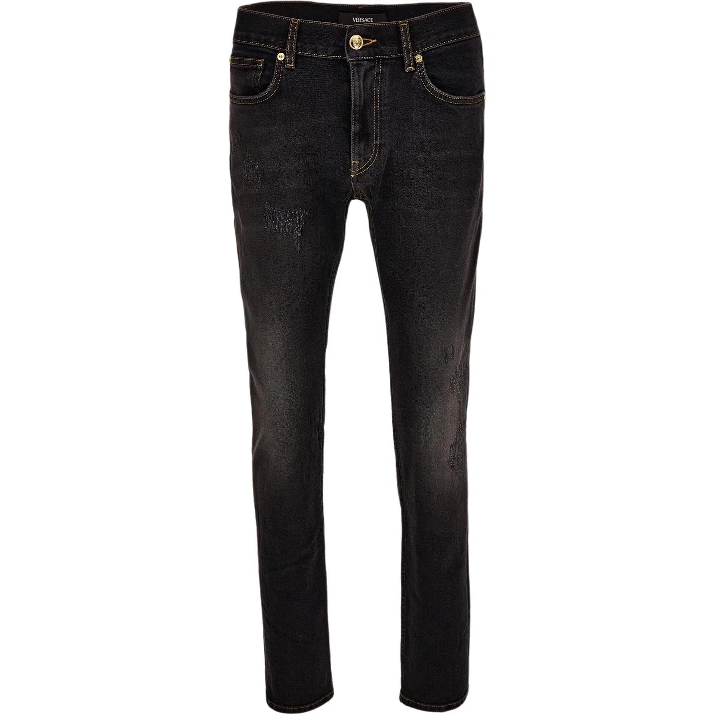 Джинсы прямого кроя, VERSACE, Black