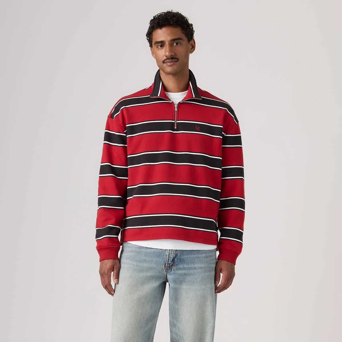 Толстовка Cameron с застежкой-молнией на четверть длины Levi's, Hamersley Stripe Emboldened - Red — фото 4