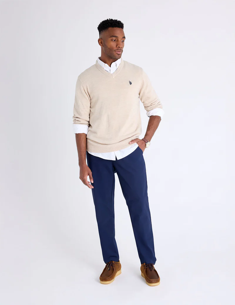 

Свитер U.S. Polo Assn Solid V-neck, бежевый