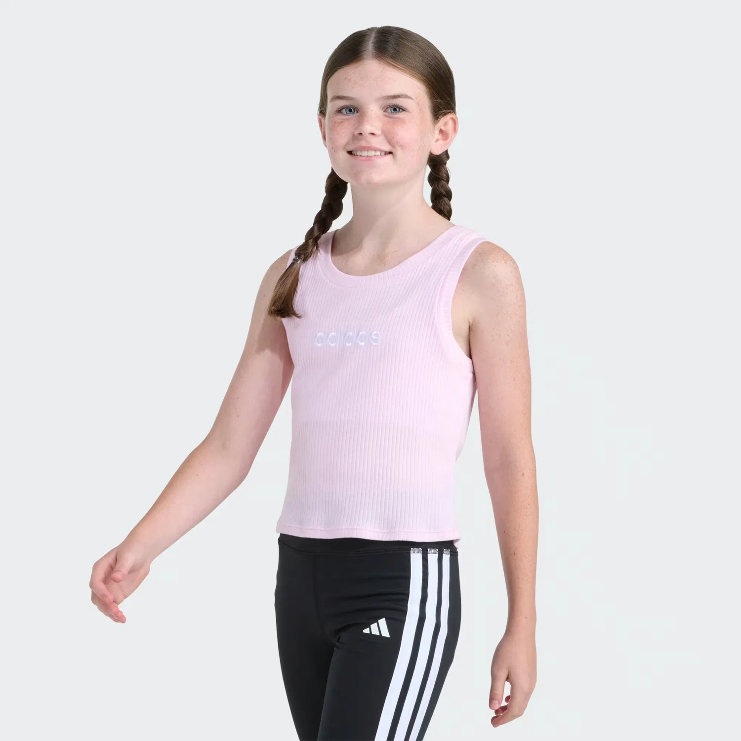 Детская майка в рубчик Rib Tank Adidas Sportswear, светло-розовый