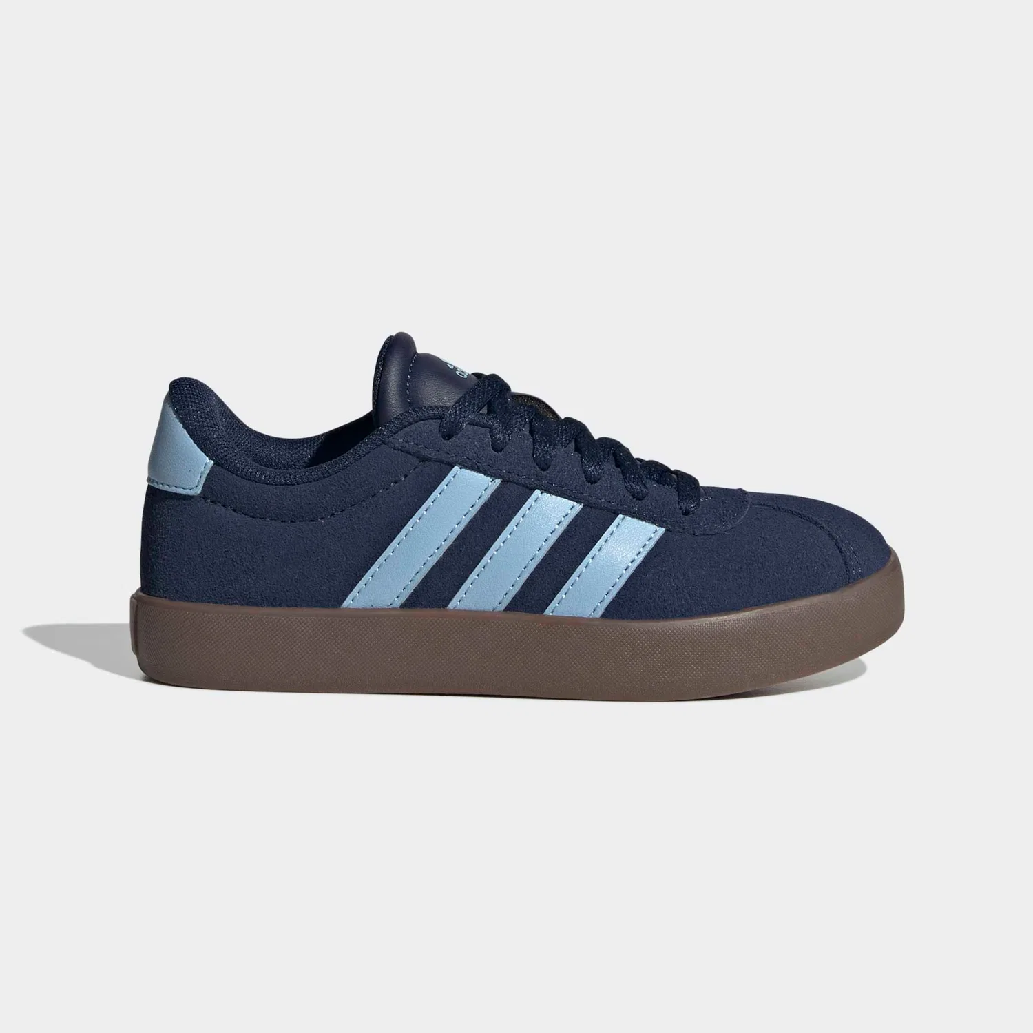 Детские кроссовки замшевые VL Court 3.0 Adidas, Night Indigo/Clear Sky/Gum5 — фото 2