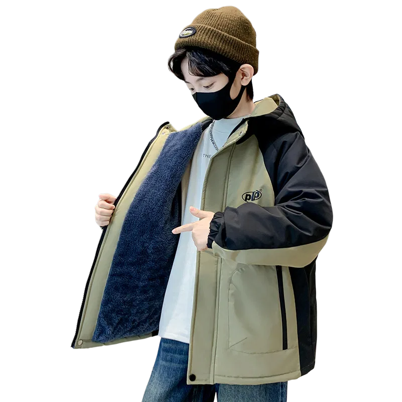 Детское утепленное пальто с капюшоном Lanza, Khaki