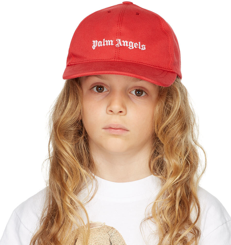 

Детская красная кепка с логотипом Palm Angels