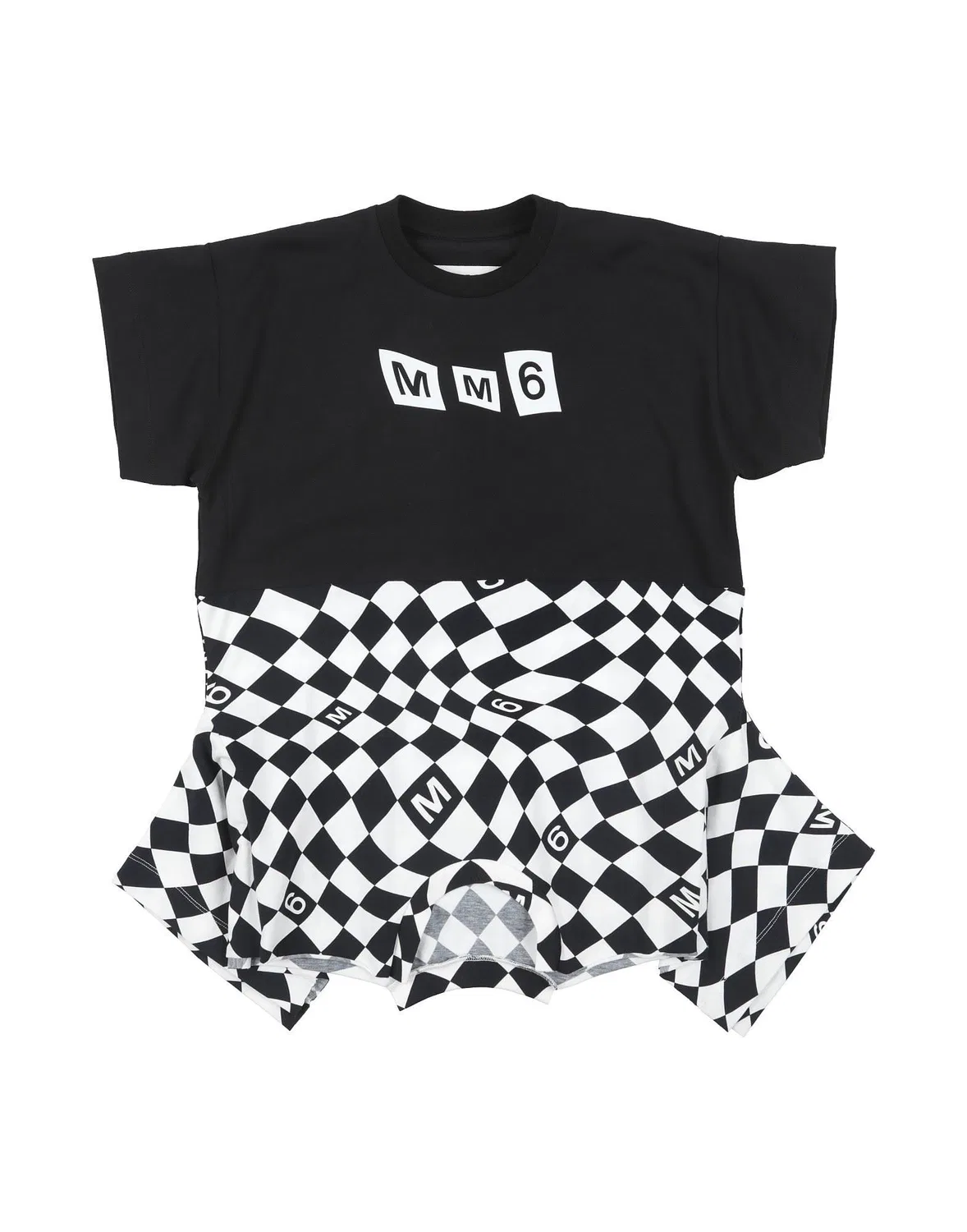 Детское платье для девочек с геометрическим принтом MM6 Maison Margiela, черный