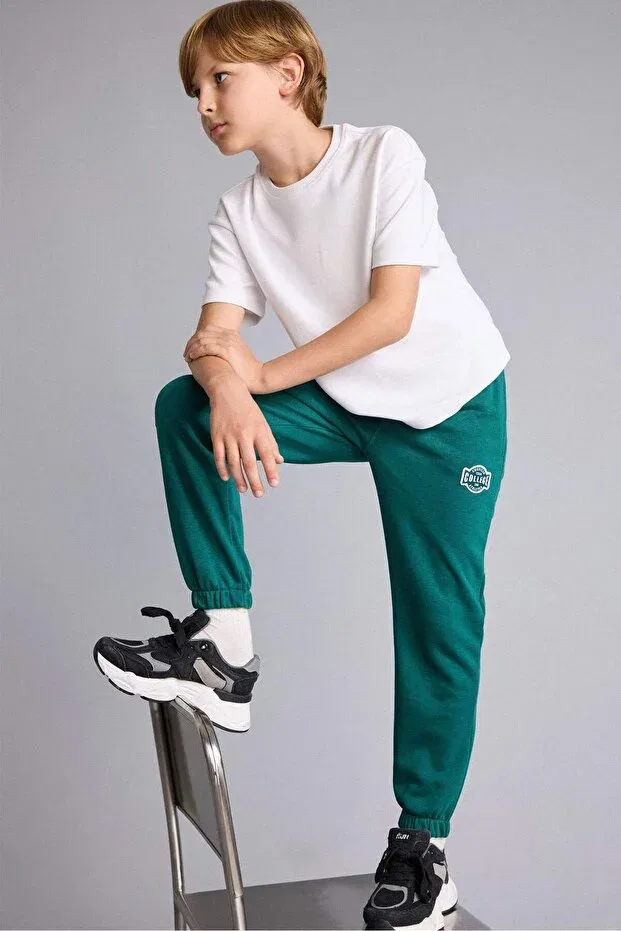 Детские спортивные штаны для мальчиков с принтом Regular fit college Defacto, Green-Gn1116