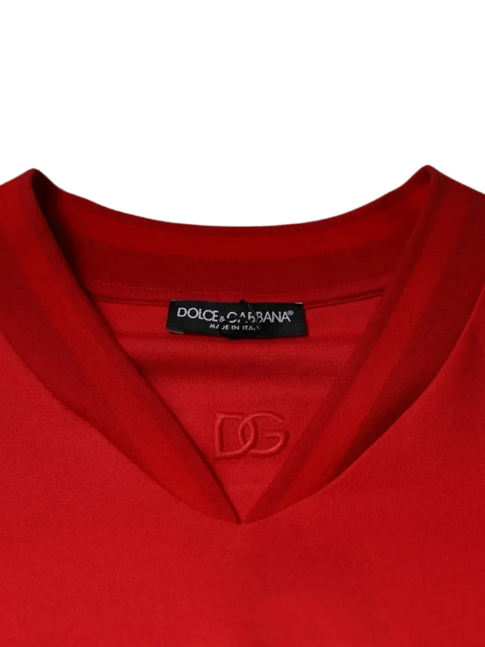 Футболка с V-образным вырезом и вышивкой DOLCE & GABBANA, красный — фото 3