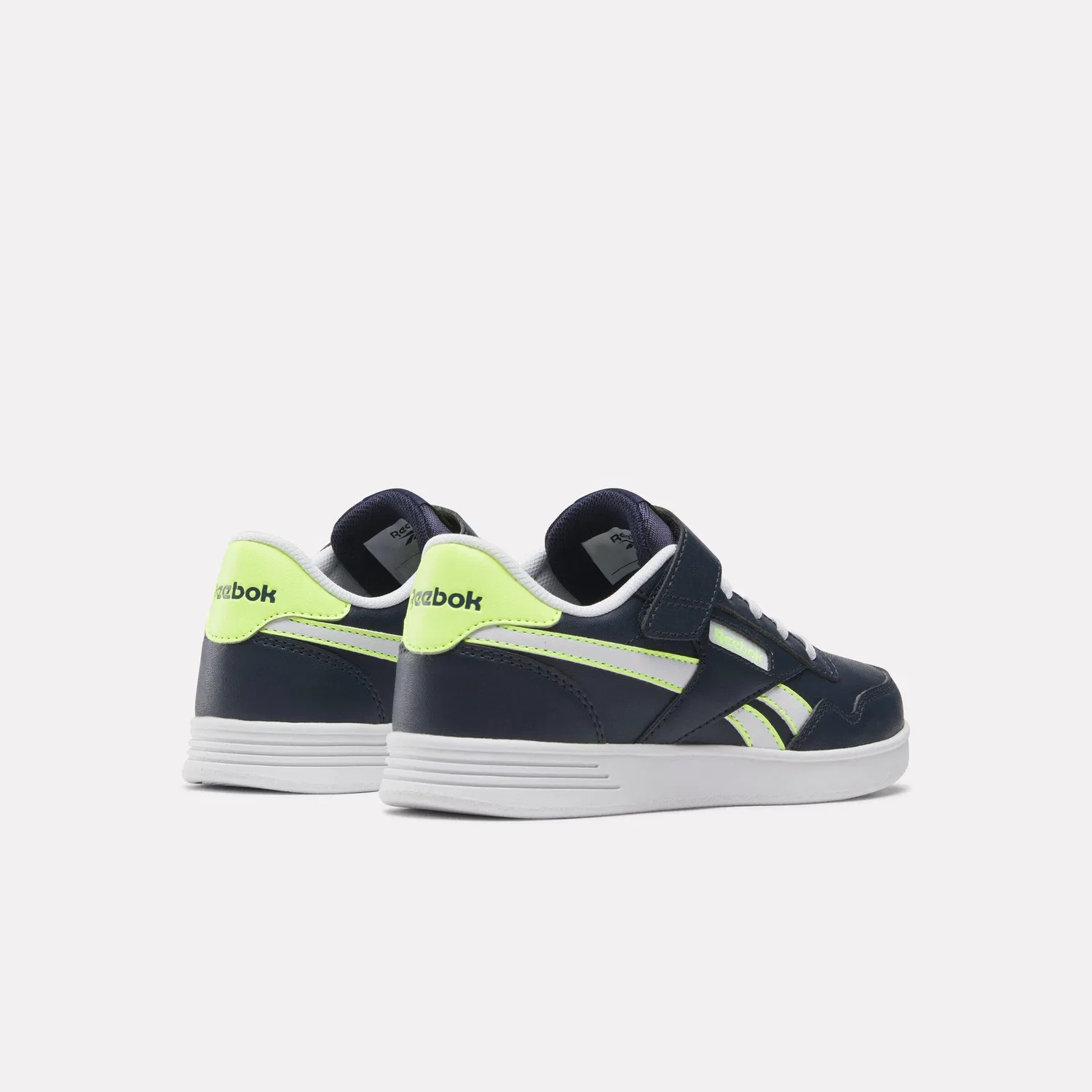 Детские кроссовки для мальчиков с эластичными шнурками Court Advance Elastic Lace & Top Strap Reebok, Vectornavy Digitallime White — фото 3
