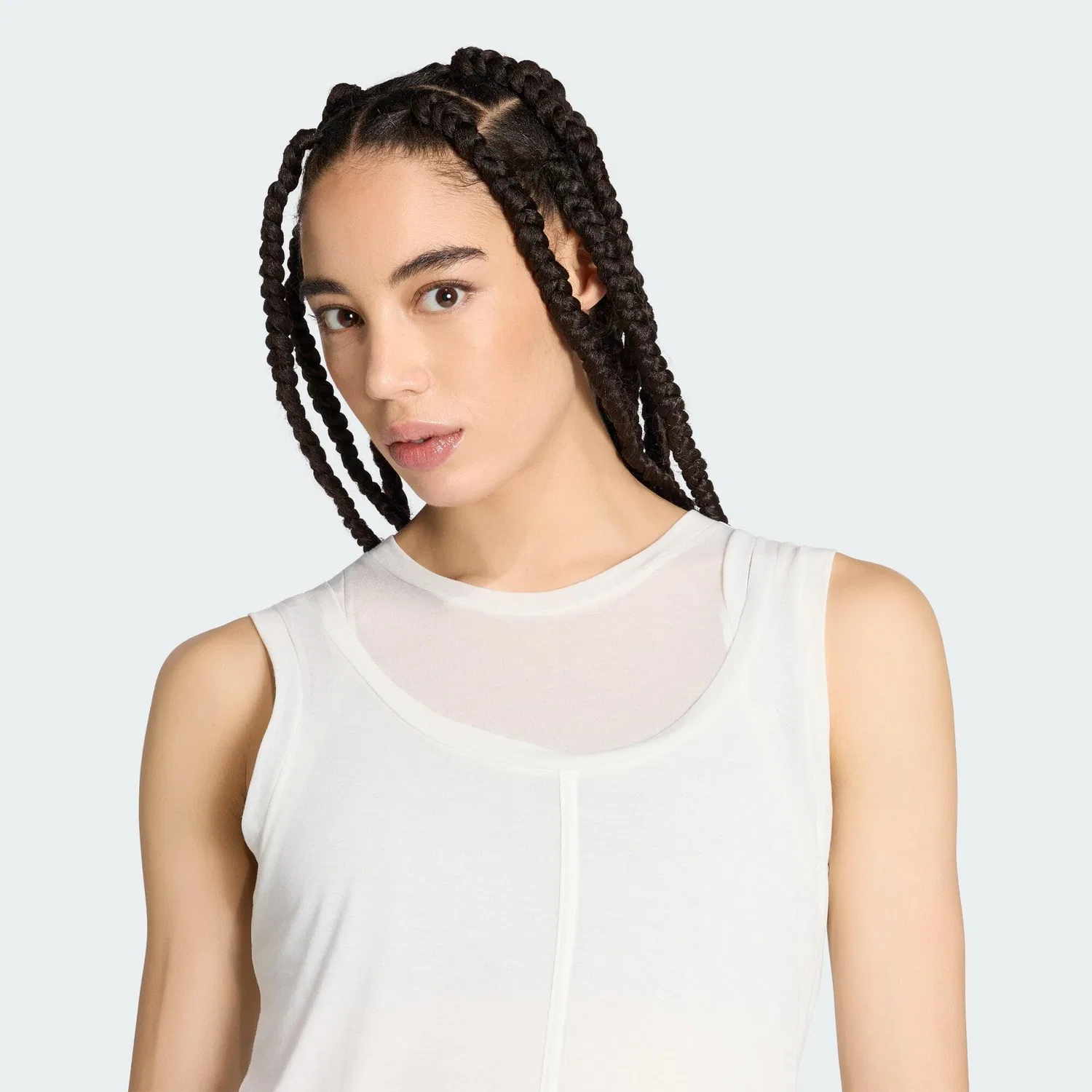 Женский топ без рукавов Soft Lux Sheer Tank Top adidas, Beige — фото 4