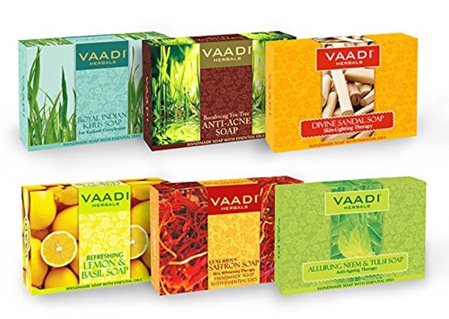 Мыло ручной работы Vaadi Herbals Традиционное средство, набор 6 x 75 г, Базилик