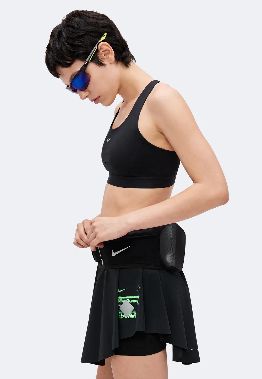 Юбка-Шорты Swift - спортивная юбка Nike Performance, Black/Illusion Green — фото 4