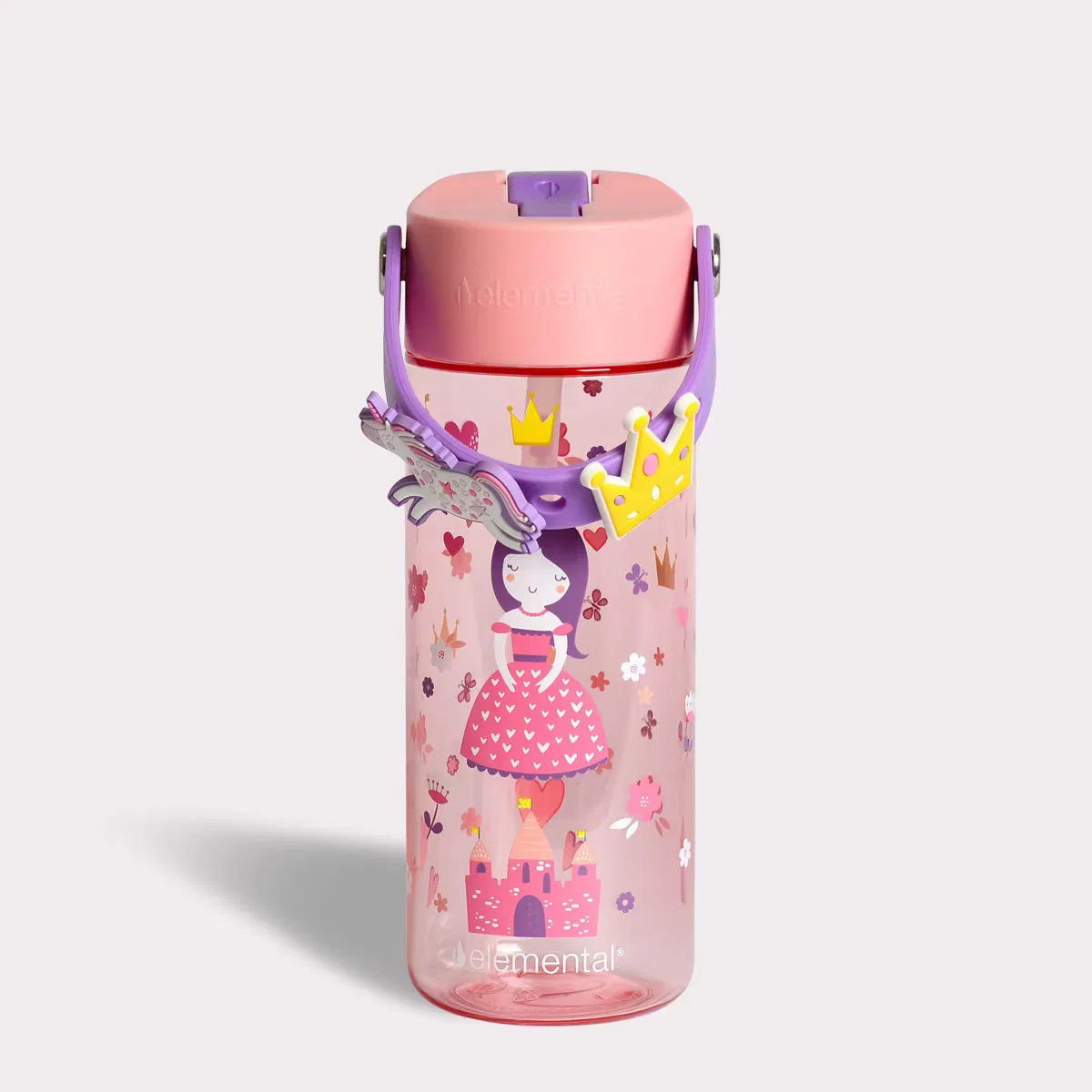 Детская бутылка для воды 0,53 л с трубочкой и поп-ит ручкой Splash Princess Dream Elemental, Princess Dream