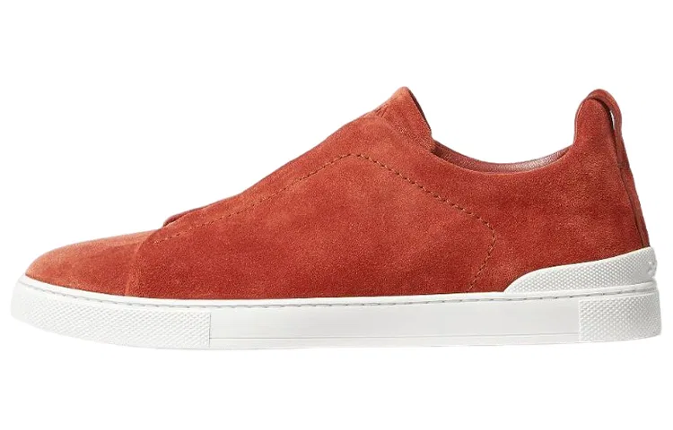 Кроссовки замшевые Zegna Triple Stitch белые