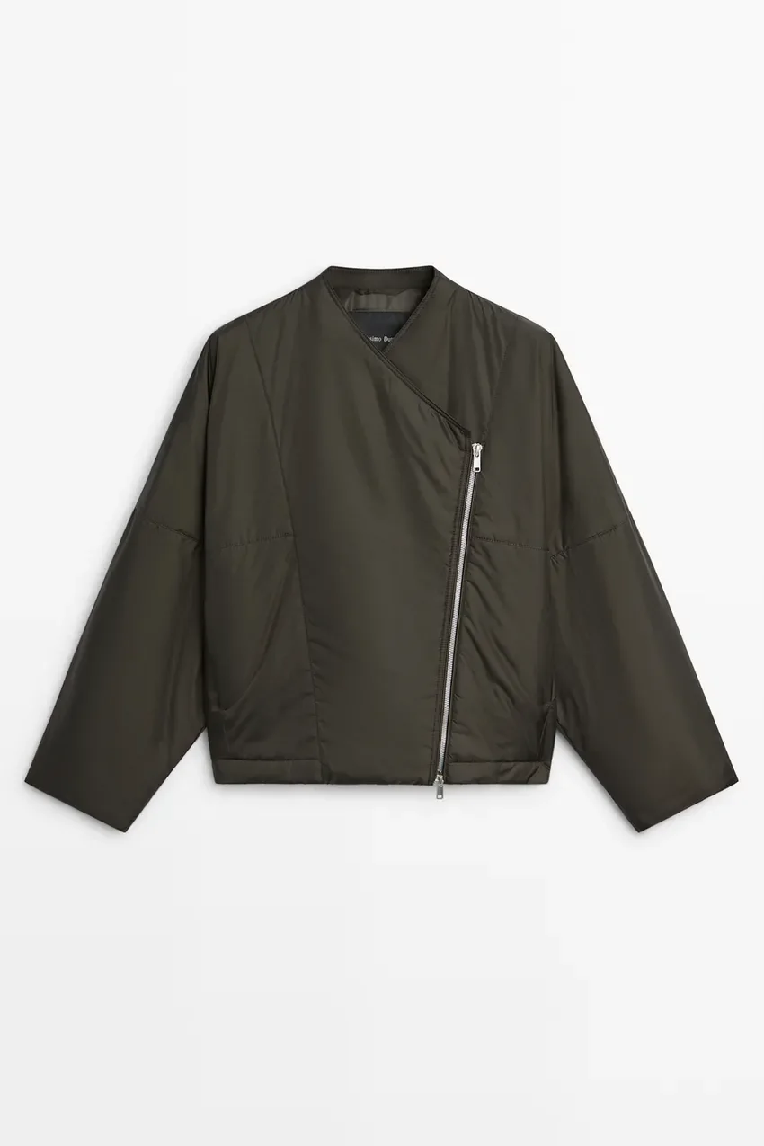 Бомбер Massimo Dutti Lightweight Quilted Jacket, хаки