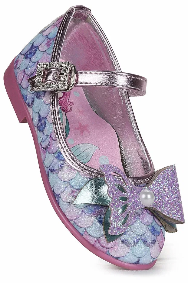 Детские балетки для девочек с принтом Shiny Mermaid Evening Dress Baby Girl/Child Ballerina Shoes Kiko Kids, Lilac