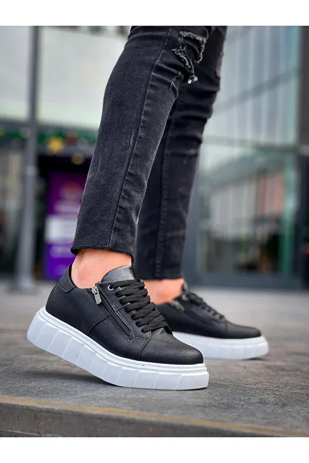Детские повседневные кроссовки на шнуровке с белой подошвой Pazarcan, Black1 — фото 3