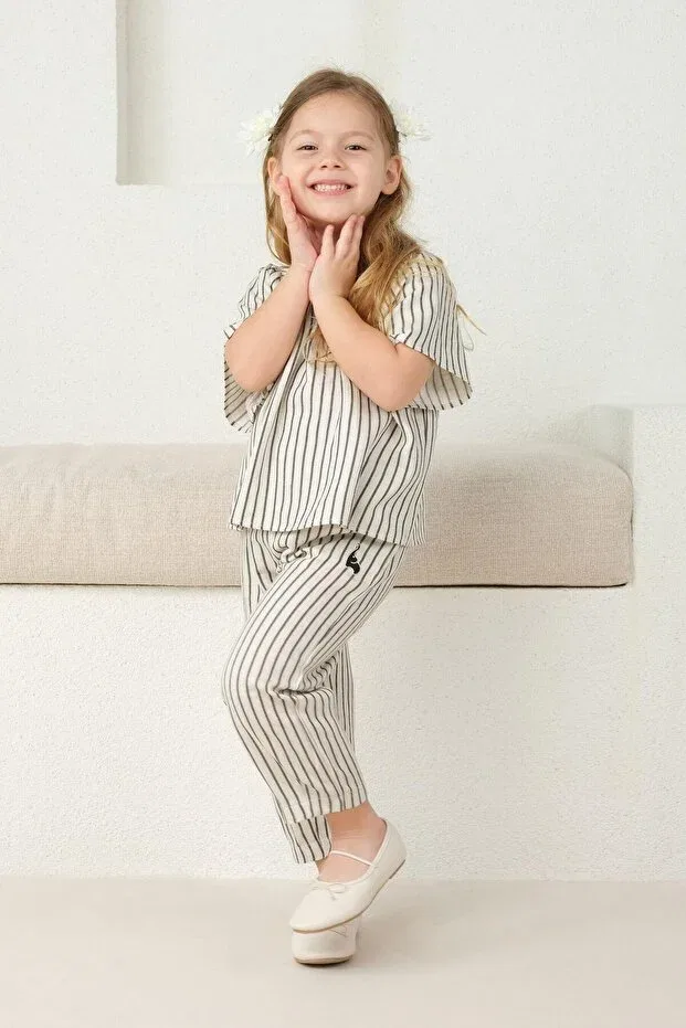 Детские брюки для девочек в полоску Mioma Kids, Black