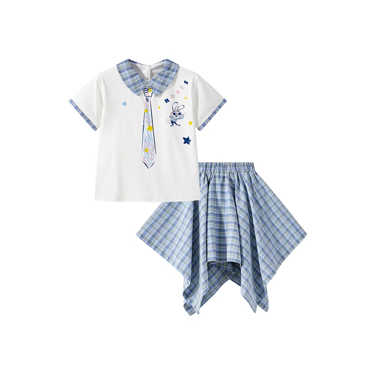 Детский костюм с юбкой, отложной воротник, Disney, Blue Plaid