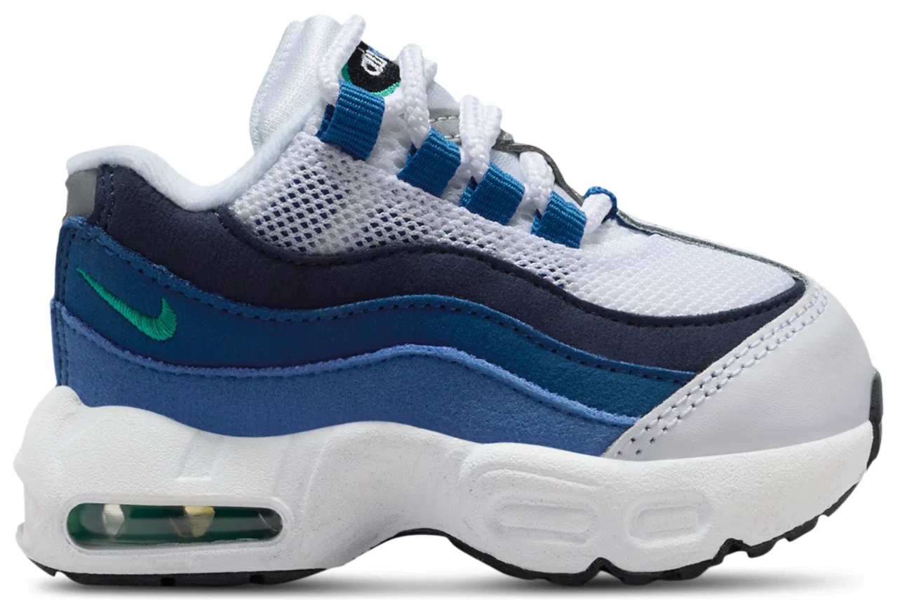 Кроссовки для мальчиков Air Max 95 PRM Nike, цвет White/Emerald Green/Lake Blue