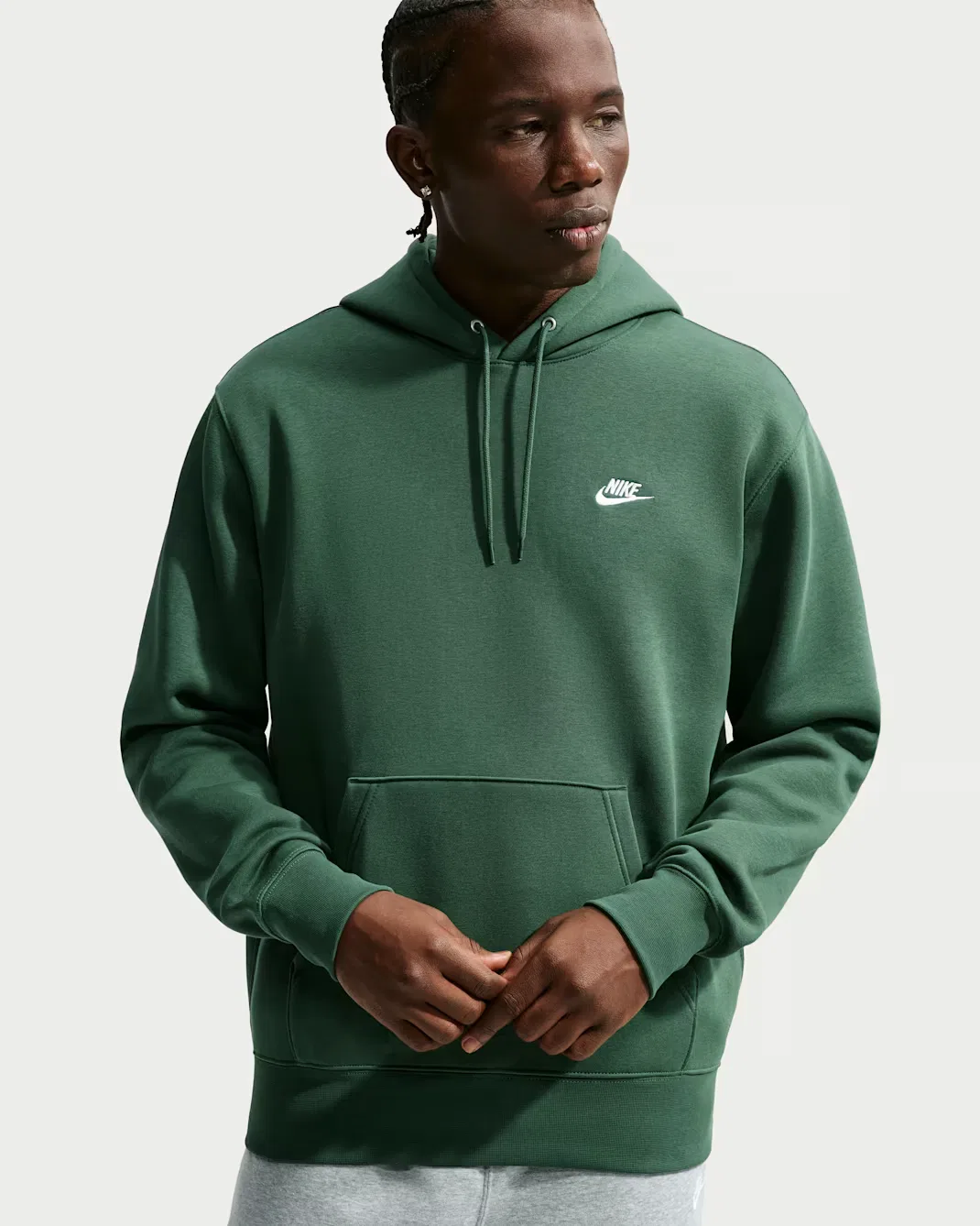 Мужская флисовая толстовка с капюшоном Nike Club, Fir/Fir/White