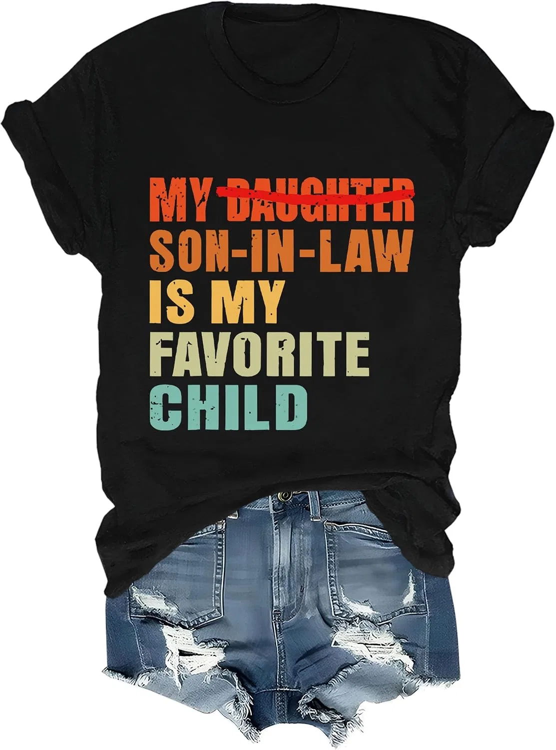 Футболка с принтом My Son in Law is My Favorite Child, Black