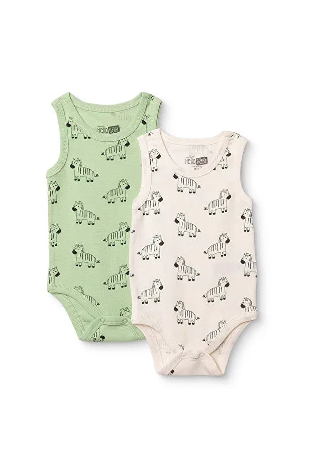 Детское боди для новорожденных хлопковое 2-pack Athlete Body Ebebek Hello Baby, Ecru