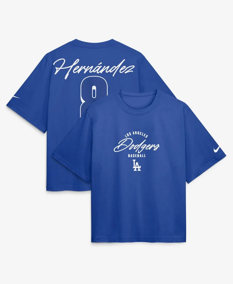 Женская футболка Enrique Hernández Royal Los Angeles Dodgers Premium Essentials Boxy с именем и номером игрока Nike, Royal