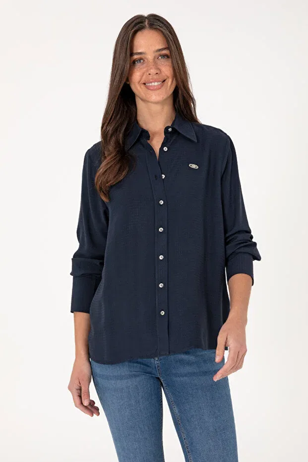 Женская рубашка с длинным рукавом U.S. Polo Assn., Navy Blue