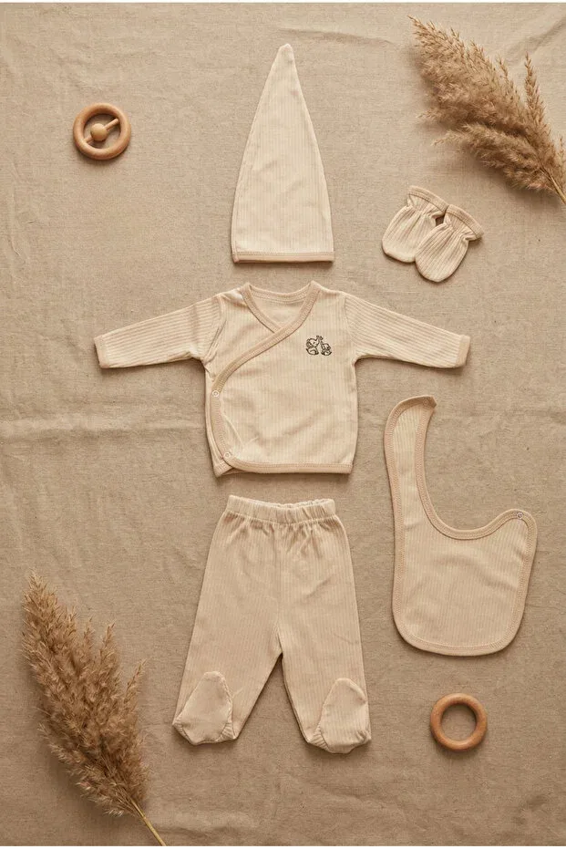 Детский комплект для выписки из роддома органический хлопок Bebeqon, Beige — фото 3