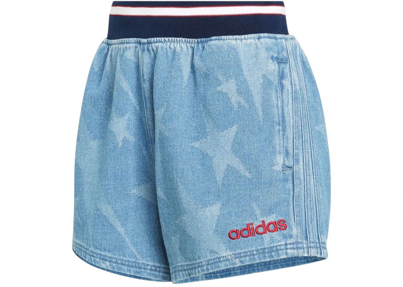 Женские шорты с принтом Varsity Denim Graphic Adidas, Medium Blue Denim