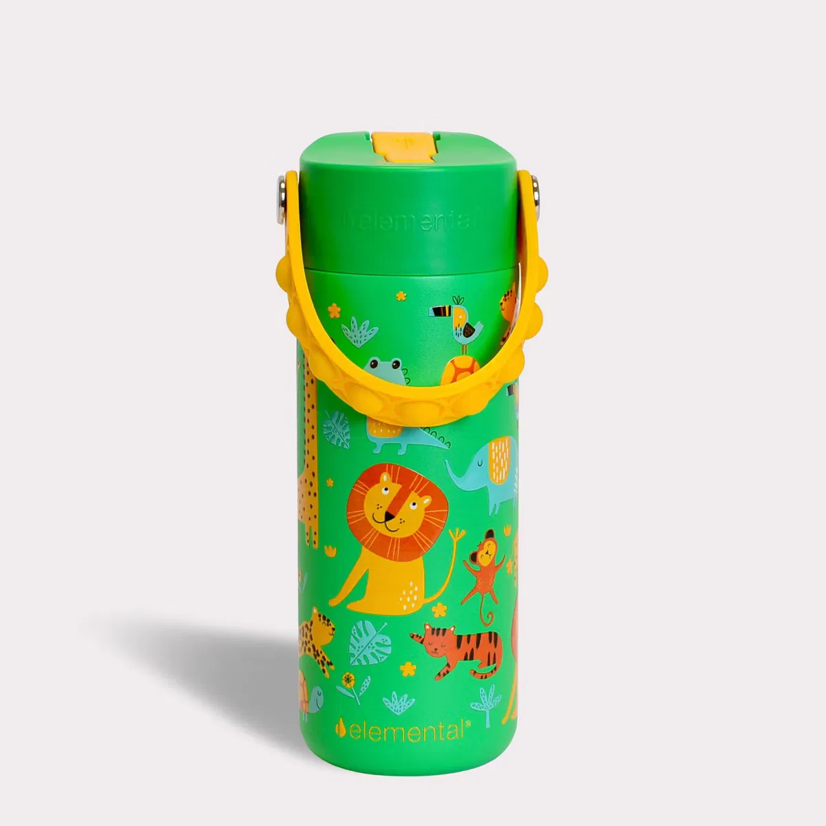 Термобутылка детская 530 мл с трубочкой и ручкой Pop-It Elemental Core Green Jungle, Green Jungle