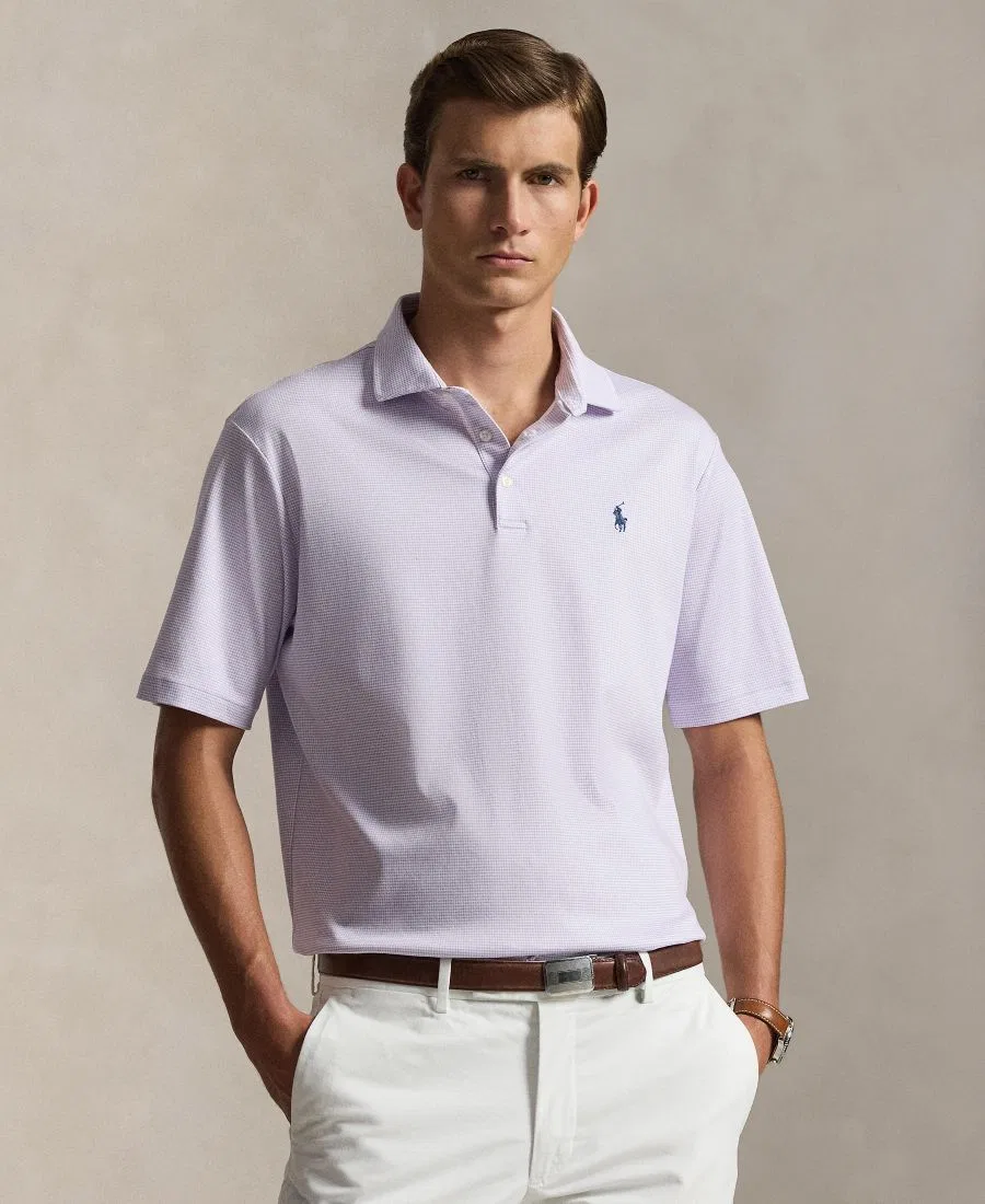 Мужское поло классического кроя с принтом в клетку Polo Ralph Lauren, Fairway/Powder Purple