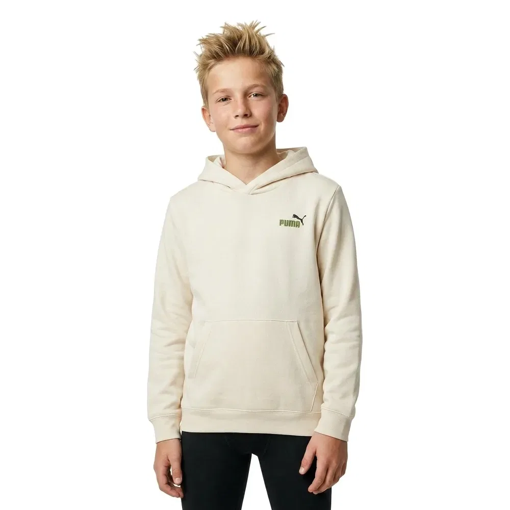 Детский свитшот для мальчиков с капюшоном Puma Essential 2 Color Small N?1 Logo, Beige — фото 3