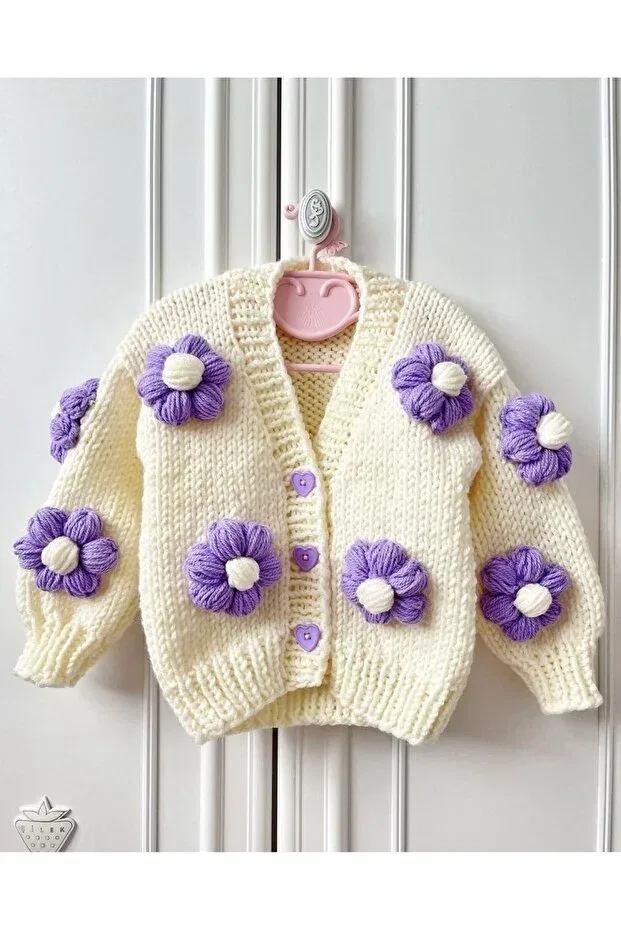 Детский жилет-кардиган с косами Tasarı Sanatı, Purple
