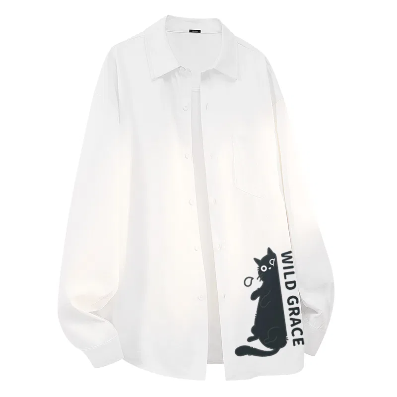 Детская рубашка с отложным воротником Ice Silk Breathable MINISO, Ice Silk Breathable White (Ma Black Cat Subscript)