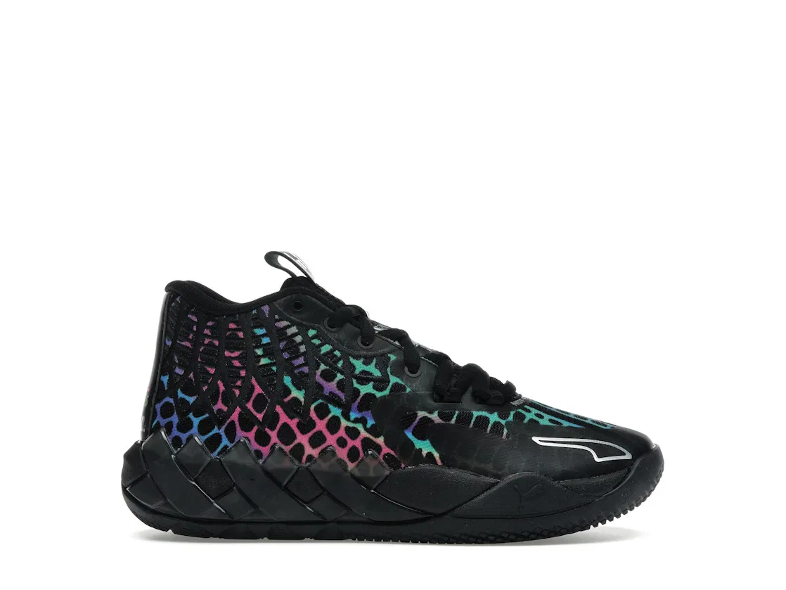 Детские кроссовки для мальчиков с принтом Puma LaMelo Ball MB.01 Teenage Mutant Ninja Turtles Baxter Stockman, Black/Multi-Color