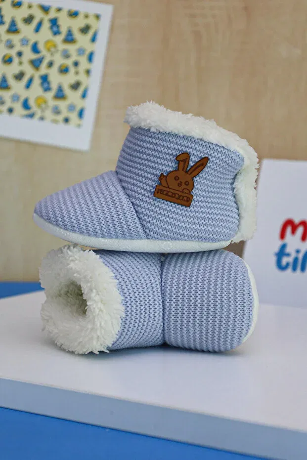 Детские тапочки для новорожденных с начесом Minytim, Blue