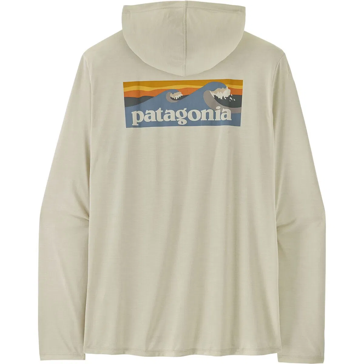 Мужская легкая худи с принтом Patagonia Capilene Cool Boardshort Logo Daily Hoodie, Dyno White